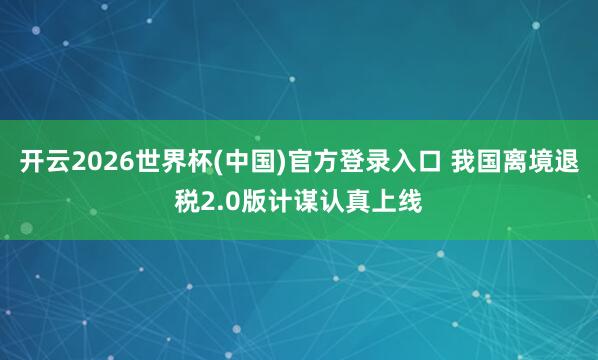 开云2026世界杯(中国)官方登录入口 我国离境退税2.0版计谋认真上线