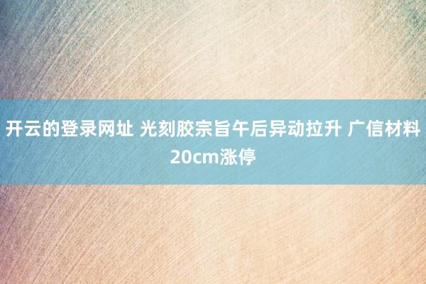 开云的登录网址 光刻胶宗旨午后异动拉升 广信材料20cm涨停