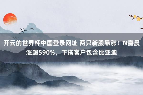 开云的世界杯中国登录网址 两只新股暴涨!N嘉晨涨超590%,下搭客户包含比亚迪