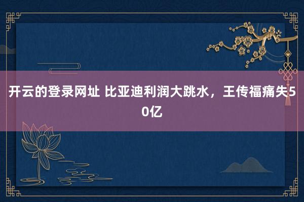 开云的登录网址 比亚迪利润大跳水，王传福痛失50亿