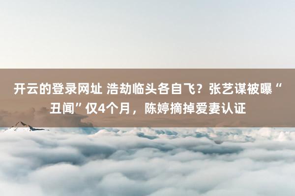 开云的登录网址 浩劫临头各自飞?张艺谋被曝“丑闻”仅4个月,陈婷摘掉爱妻认证