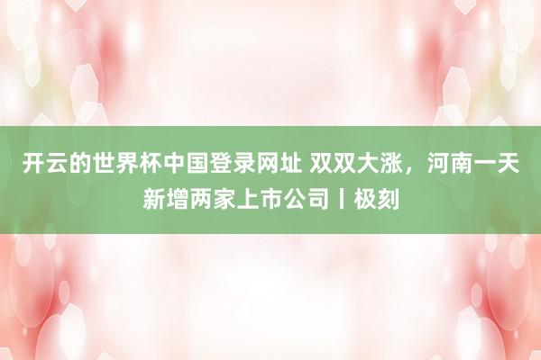 开云的世界杯中国登录网址 双双大涨,河南一天新增两家上市公司丨极刻
