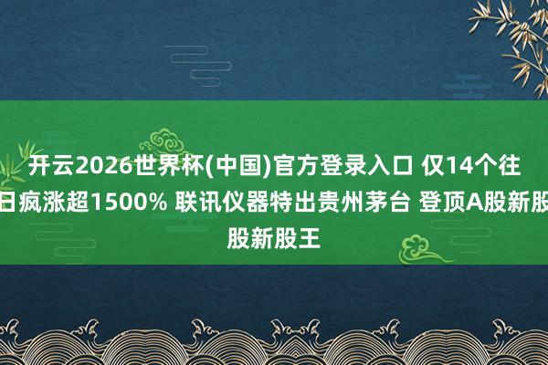 开云2026世界杯(中国)官方登录入口 仅14个往改日疯涨超1500% 联讯仪器特出贵州茅台 登顶A股新股王