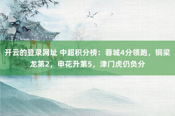 开云的登录网址 中超积分榜：蓉城4分领跑，铜梁龙第2，申花升第5，津门虎仍负分