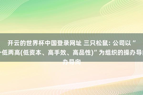 开云的世界杯中国登录网址 三只松鼠: 公司以“一低两高(低资本、高手效、高品性)”为组织的操办导向