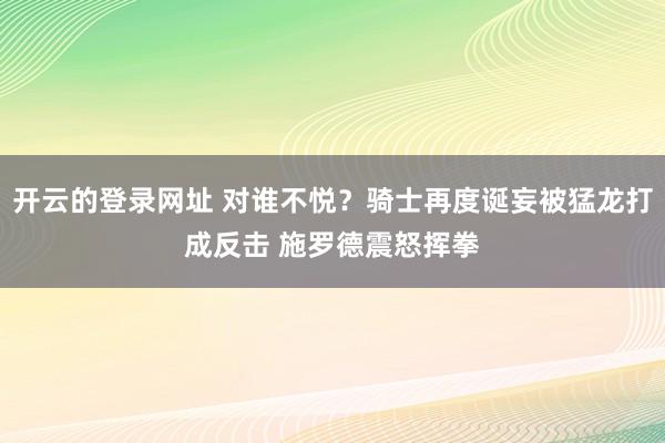 开云的登录网址 对谁不悦？骑士再度诞妄被猛龙打成反击 施罗德震怒挥拳