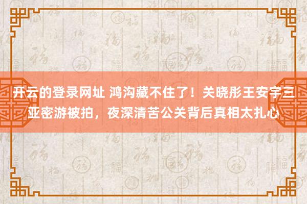 开云的登录网址 鸿沟藏不住了!关晓彤王安宇三亚密游被拍,夜深清苦公关背后真相太扎心