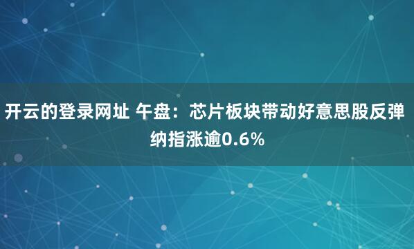 开云的登录网址 午盘:芯片板块带动好意思股反弹 纳指涨逾0.6%