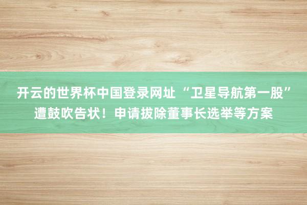 开云的世界杯中国登录网址 “卫星导航第一股”遭鼓吹告状!申请拔除董事长选举等方案