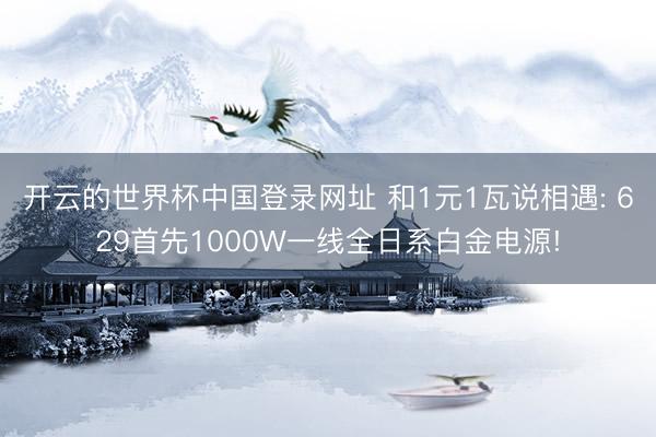 开云的世界杯中国登录网址 和1元1瓦说相遇: 629首先1000W一线全日系白金电源!